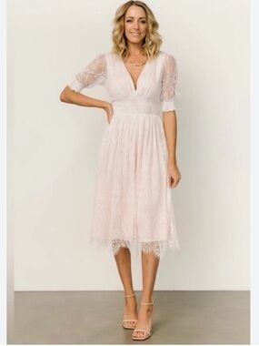 knee length dresses for ladies Baltic Born Womens Mirabel Eyelet Midi Dress | Olive + White